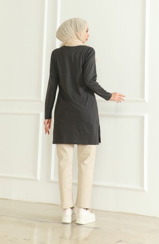 Gekamde Katoenen Tuniek Met Split 9134-01 Gerookt 9134-01