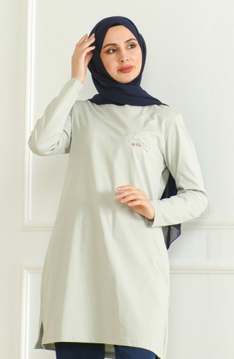 Gekamde Katoenen Tuniek Met Split 9134-02 Grijs 9134-02