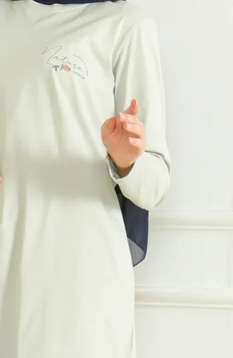 تونيك قطن ممشط بشق 9134-02 رمادي 9134-02