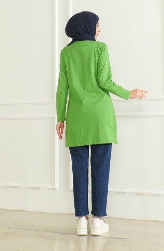 Slit Cotton Tunic 9134-03 Pistachio Green 9134-03