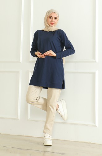 Slit Midi Tunic  9140-07 Navy Blue 9140-07