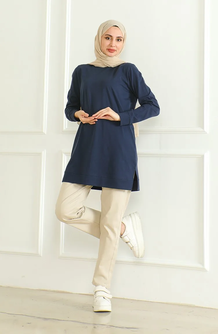 Yırtmaçlı Araboy Tunik 9140-07 Lacivert