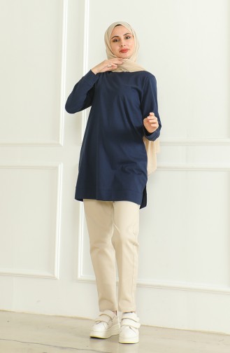 Slit Midi Tunic  9140-07 Navy Blue 9140-07