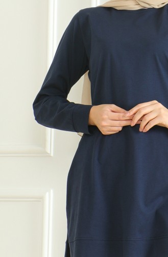Slit Midi Tunic  9140-07 Navy Blue 9140-07