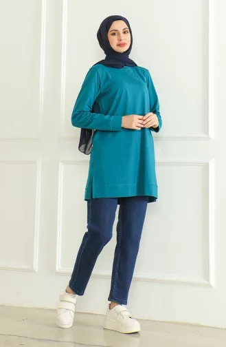 Yırtmaçlı Araboy Tunik 9140-08 Petrol