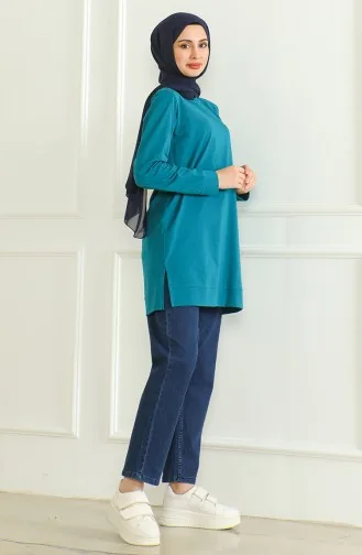 Yırtmaçlı Araboy Tunik 9140-08 Petrol