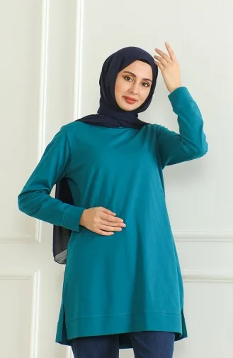 Yırtmaçlı Araboy Tunik 9140-08 Petrol