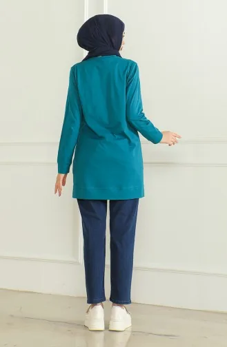 Yırtmaçlı Araboy Tunik 9140-08 Petrol