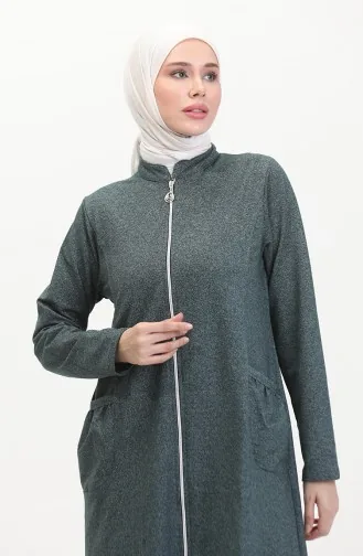 İki İplik Fermuarlı Ferace 10650-01 Zümrüt Yeşili
