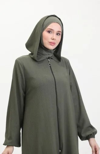 Crepe Fabric Zippered Coat 1044-04 Khaki 1044-04