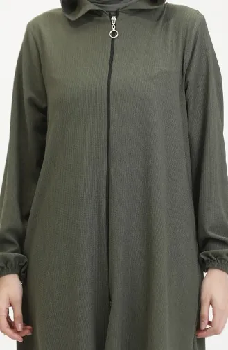 Crepe Fabric Zippered Coat 1044-04 Khaki 1044-04