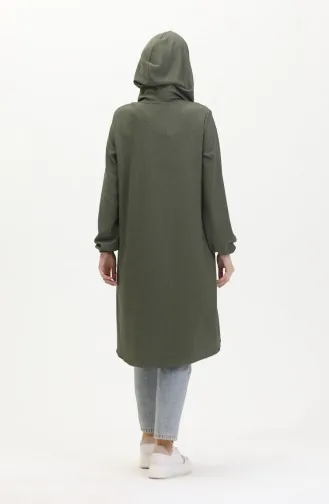 Crepe Fabric Zippered Coat 1044-04 Khaki 1044-04