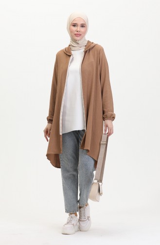 Crepe Fabric Zippered Coat 1044-05 Mink 1044-05