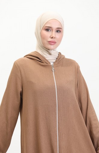 Crepe Fabric Zippered Coat 1044-05 Mink 1044-05