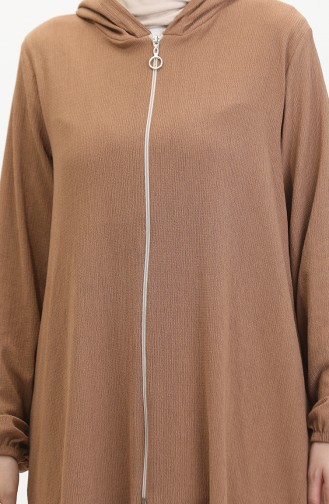 Crepe Fabric Zippered Coat 1044-05 Mink 1044-05