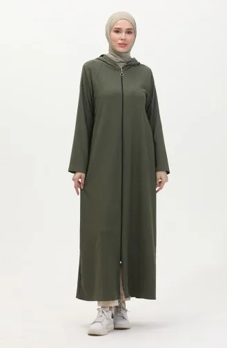 Crepe Fabric Zippered Coat 1045-03 Khaki 1045-03