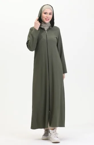 Crepe Fabric Zippered Coat 1045-03 Khaki 1045-03