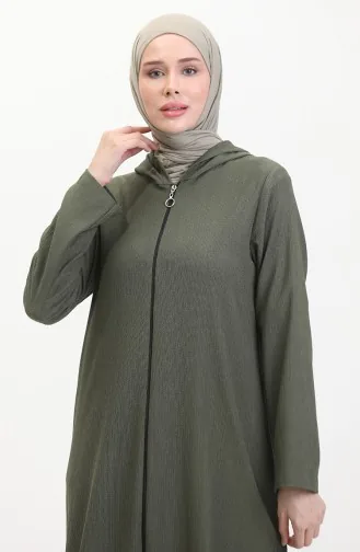Crepe Fabric Zippered Coat 1045-03 Khaki 1045-03
