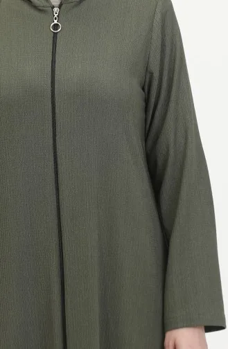 Crepe Fabric Zippered Coat 1045-03 Khaki 1045-03