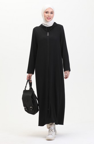 Crepe Fabric Zippered Coat 1045-04 Black 1045-04