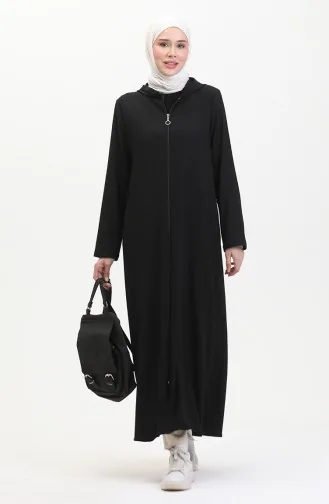 Crepe Fabric Zippered Coat 1045-04 Black 1045-04