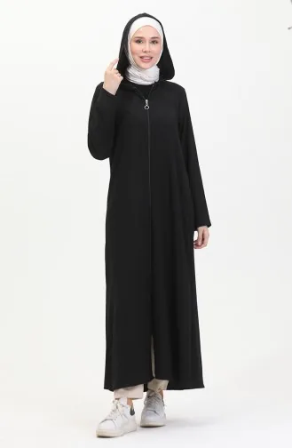 Crepe Fabric Zippered Coat 1045-04 Black 1045-04