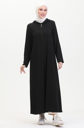 Crepe Fabric Zippered Coat 1045-04 Black 1045-04