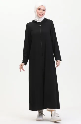 Crepe Fabric Zippered Coat 1045-04 Black 1045-04