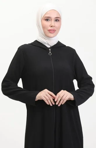 Crepe Fabric Zippered Coat 1045-04 Black 1045-04