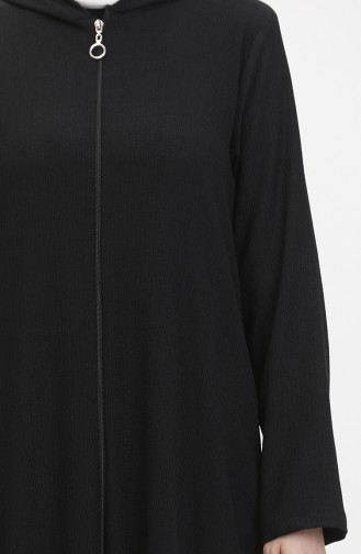 Crepe Fabric Zippered Coat 1045-04 Black 1045-04