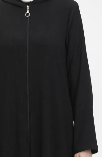Crepe Fabric Zippered Coat 1045-04 Black 1045-04