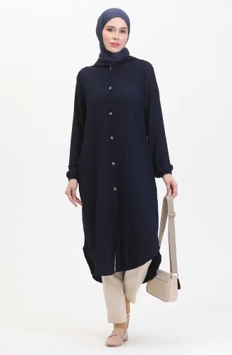 Cape Met Capuchon En Knopen 7272-03 Marineblauw 7272-03