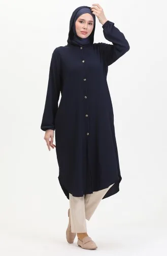 Cape Met Capuchon En Knopen 7272-03 Marineblauw 7272-03