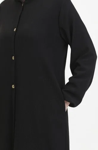 Hooded Buttoned Coat 7272-04 Black 7272-04