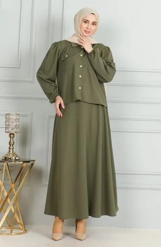 Hemdrock-Doppelanzug Mit Taschenknöpfen 3032-05 Khaki 3032-05