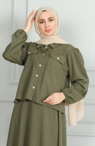 Hemdrock-Doppelanzug Mit Taschenknöpfen 3032-05 Khaki 3032-05