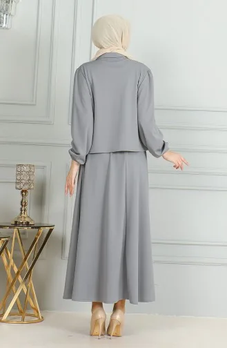 Ensemble Deux Pièces Chemise Boutonnée Et Jupe 3032-06 Gris 3032-06