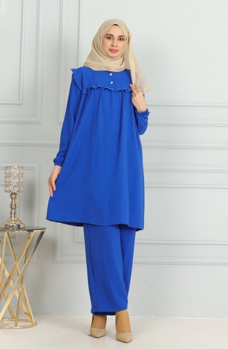 Ensemble Double Pantalon Tunique à Froufrous En Tissu Aerobin 1009-02 Saks 1009-02