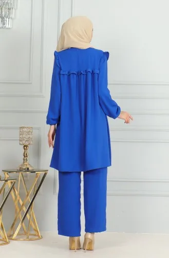 Ensemble Double Pantalon Tunique à Froufrous En Tissu Aerobin 1009-02 Saks 1009-02