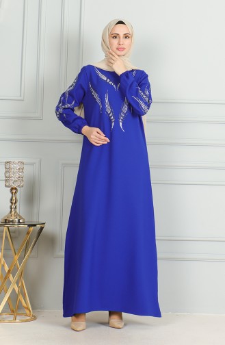 Stoned Abendkleid Mit Elastischen Ärmeln 0497-02 Saks 0497-02