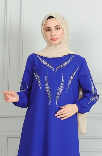 Stoned Abendkleid Mit Elastischen Ärmeln 0497-02 Saks 0497-02