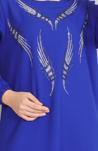 Stoned Abendkleid Mit Elastischen Ärmeln 0497-02 Saks 0497-02