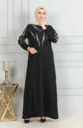 فستان سهرة مطاط الأكمام 0497-05 أسود 0497-05