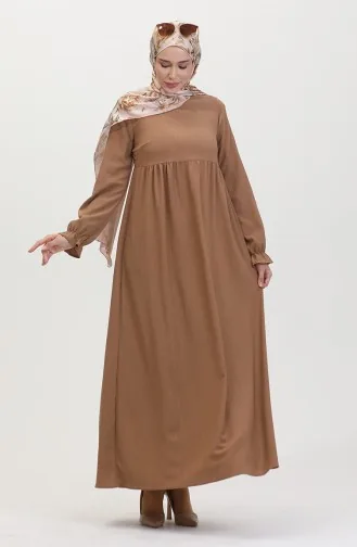 Robe Froncee Manches Volants 1011-01 Vison 1011-01