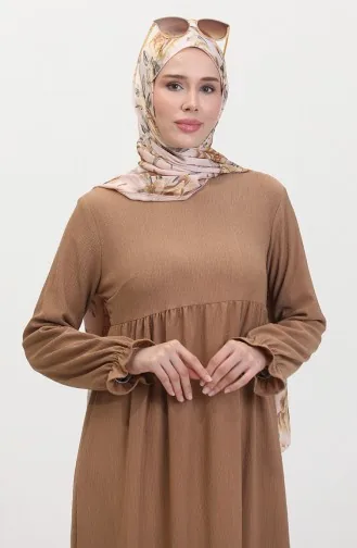 Robe Froncee Manches Volants 1011-01 Vison 1011-01