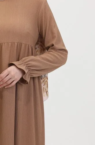 Robe Froncee Manches Volants 1011-01 Vison 1011-01