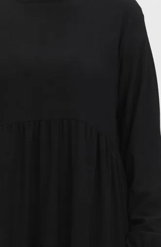 Bürümcük Stof Verzamelde Jurk 1048-01 Zwart 1048-01