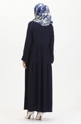 بورجومجوك - فستان قماش بتصميم ملموم 1048-02 لون كحلي 1048-02