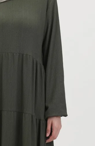 برومجوك - فستان قماش بتصميم مُجتمع 1048-03 لون كاكي 1048-03