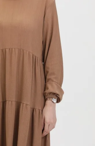 Bürümcük Jurk Van Stof Met Plooien 1048-04 Mink 1048-04